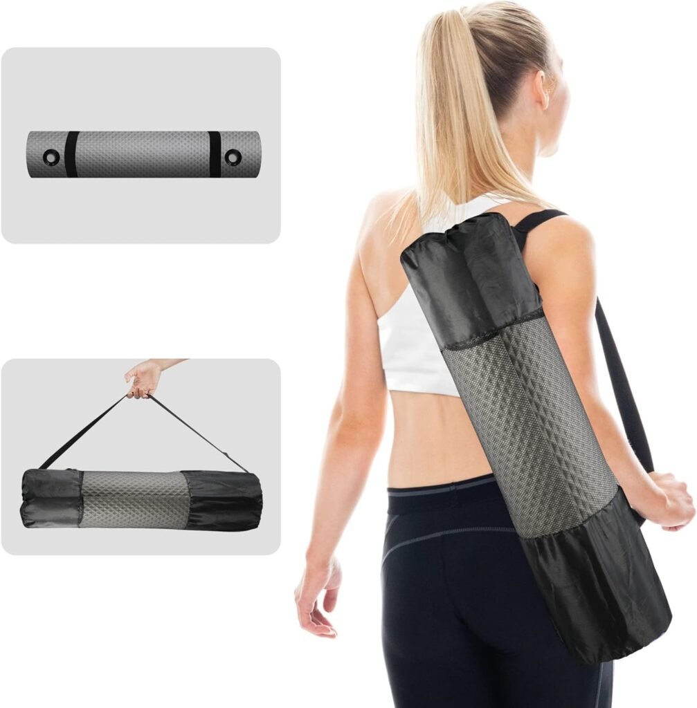 LFS Yoga Mat 31.5 inch 10mm Hangable Extra Wide and Extra Thick Non Slip Exercise  Fitness Yoga Mat with Band and Yoga Bag for All Yoga Outdoor Practice, Pilates  Floor Workout
