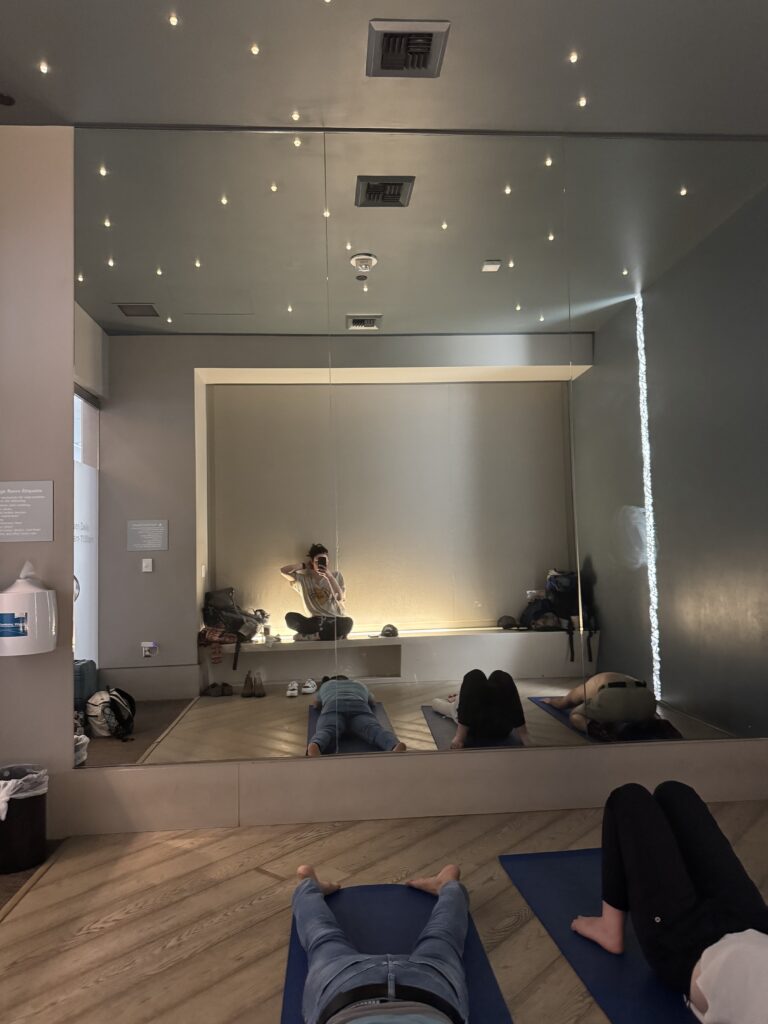 Yoga Room Reflection - eYoga News Inside the SFO Airport Yoga Room.